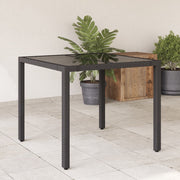 Tuintafel 90x90x75 cm poly rattan glas zwart