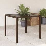 Tuintafel 90x90x75 cm poly rattan bruin glas
