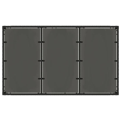 Tuintafel met glazen blad 150x90x75 cm poly rattan zwart