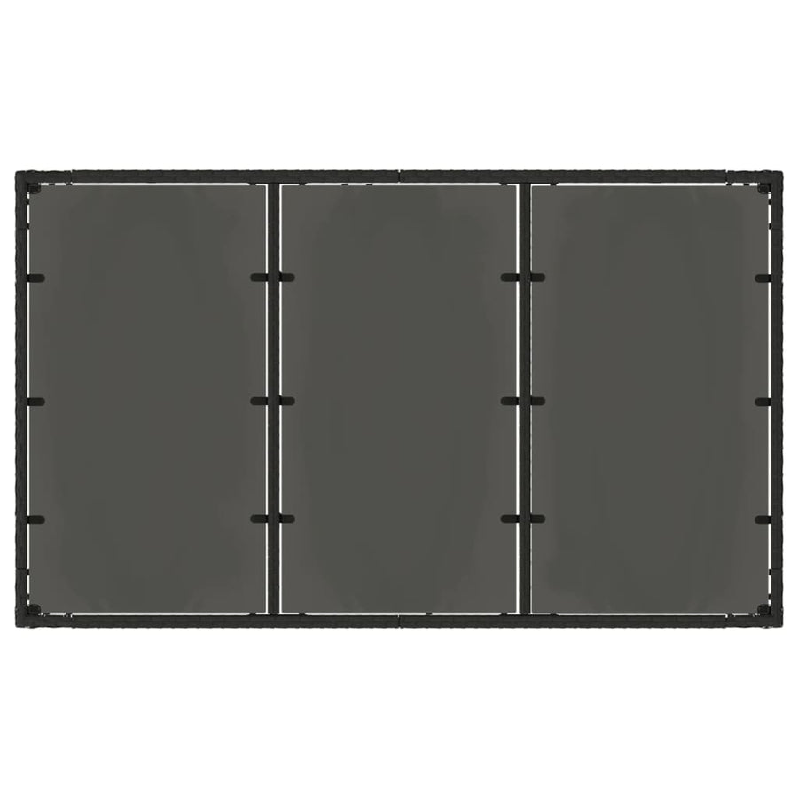 Tuintafel met glazen blad 150x90x75 cm poly rattan zwart