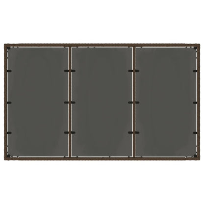 Tuintafel met glazen blad 150x90x75 cm poly rattan bruin