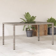 Tuintafel 150x90x75 cm poly rattan glas grijs