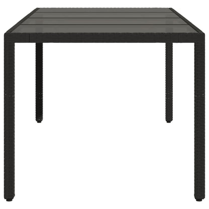 Tuintafel met glazen blad 190x90x75 cm poly rattan zwart