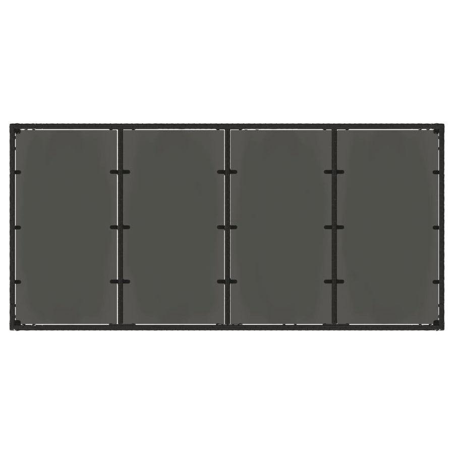 Tuintafel met glazen blad 190x90x75 cm poly rattan zwart