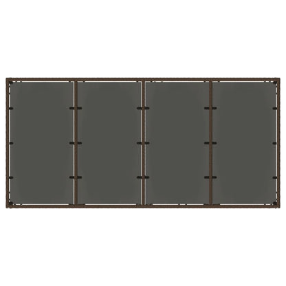 Tuintafel met glazen blad 190x90x75 cm poly rattan bruin