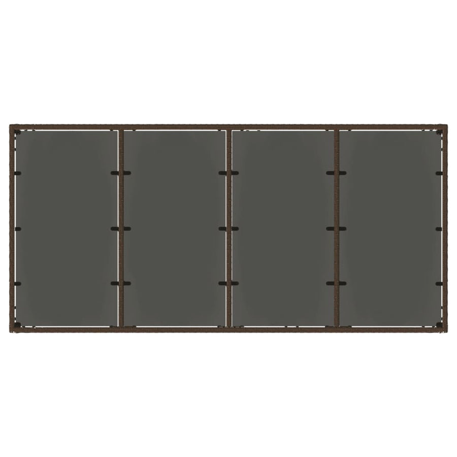 Tuintafel met glazen blad 190x90x75 cm poly rattan bruin