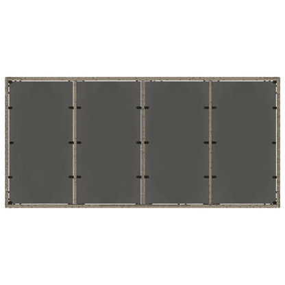 Tuintafel met glazen blad 190x90x75 cm poly rattan grijs