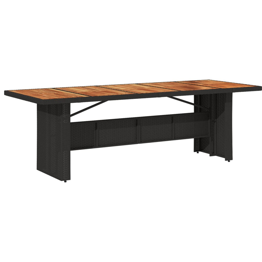 Tuintafel Met Acaciahouten Blad Poly Rattan Zwart 240 x 90 x 75 cm