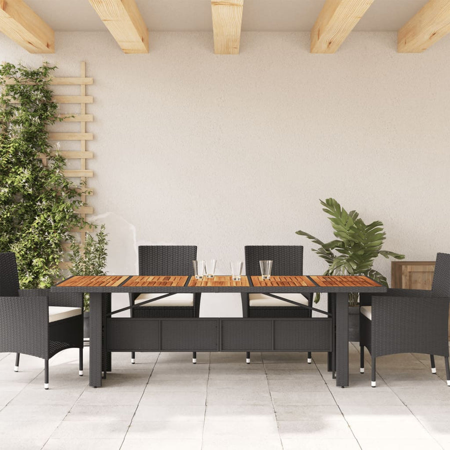 Tuintafel Met Acaciahouten Blad Poly Rattan Zwart 240 x 90 x 75 cm