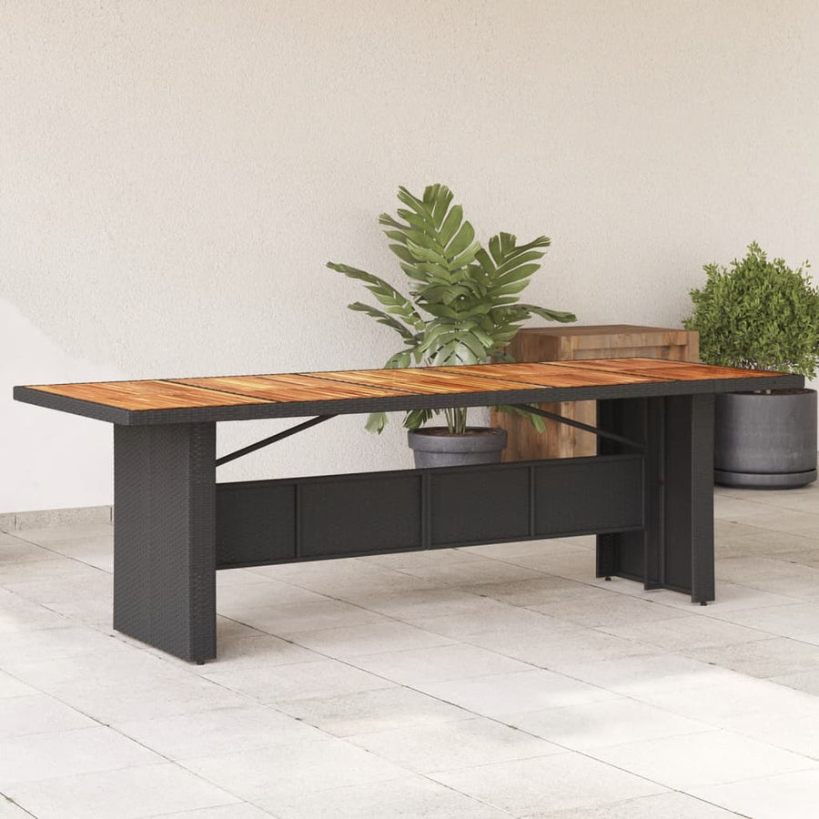 Tuintafel Met Acaciahouten Blad Poly Rattan Zwart 240 x 90 x 75 cm