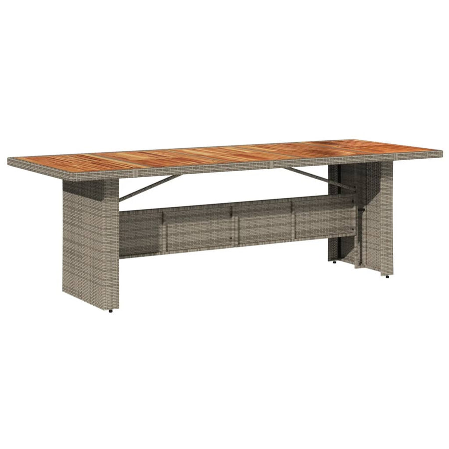 Tuintafel Met Acaciahouten Blad Poly Rattan Grijs 240 x 90 x 75 cm