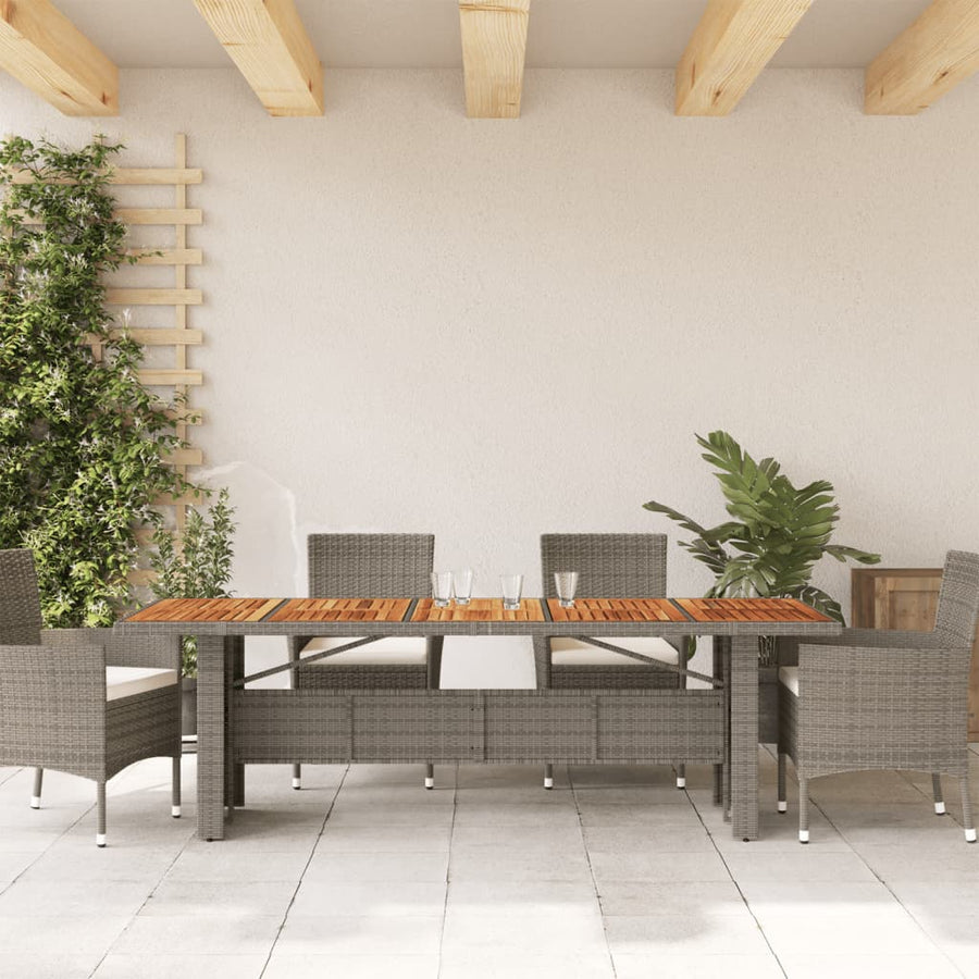 Tuintafel Met Acaciahouten Blad Poly Rattan Grijs 240 x 90 x 75 cm