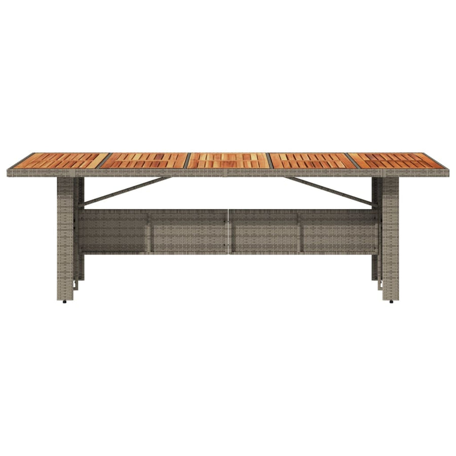 Tuintafel Met Acaciahouten Blad Poly Rattan Grijs 240 x 90 x 75 cm