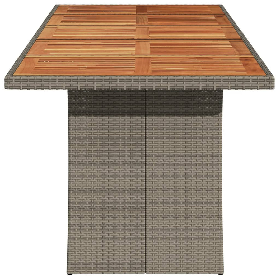 Tuintafel Met Acaciahouten Blad Poly Rattan Grijs 240 x 90 x 75 cm