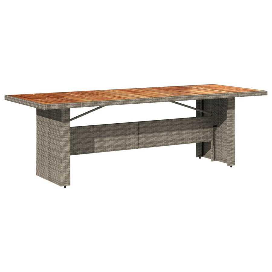 Tuintafel Met Acaciahouten Blad Poly Rattan Grijs 240 x 90 x 75 cm
