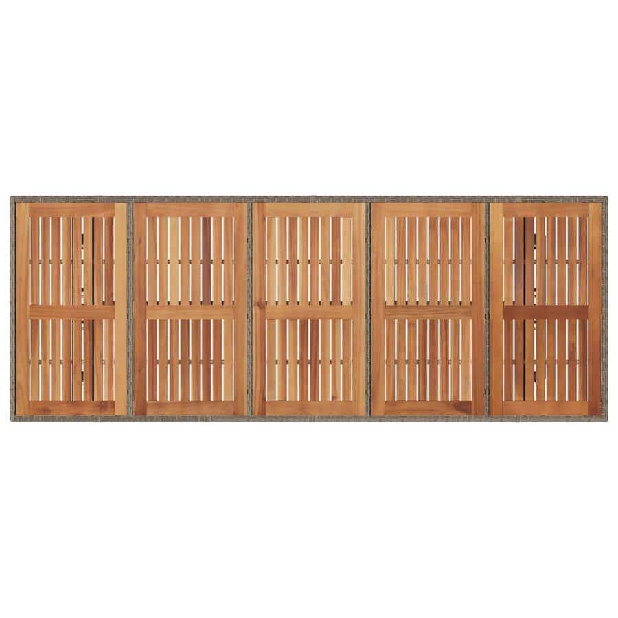 Tuintafel Met Acaciahouten Blad Poly Rattan Grijs 240 x 90 x 75 cm
