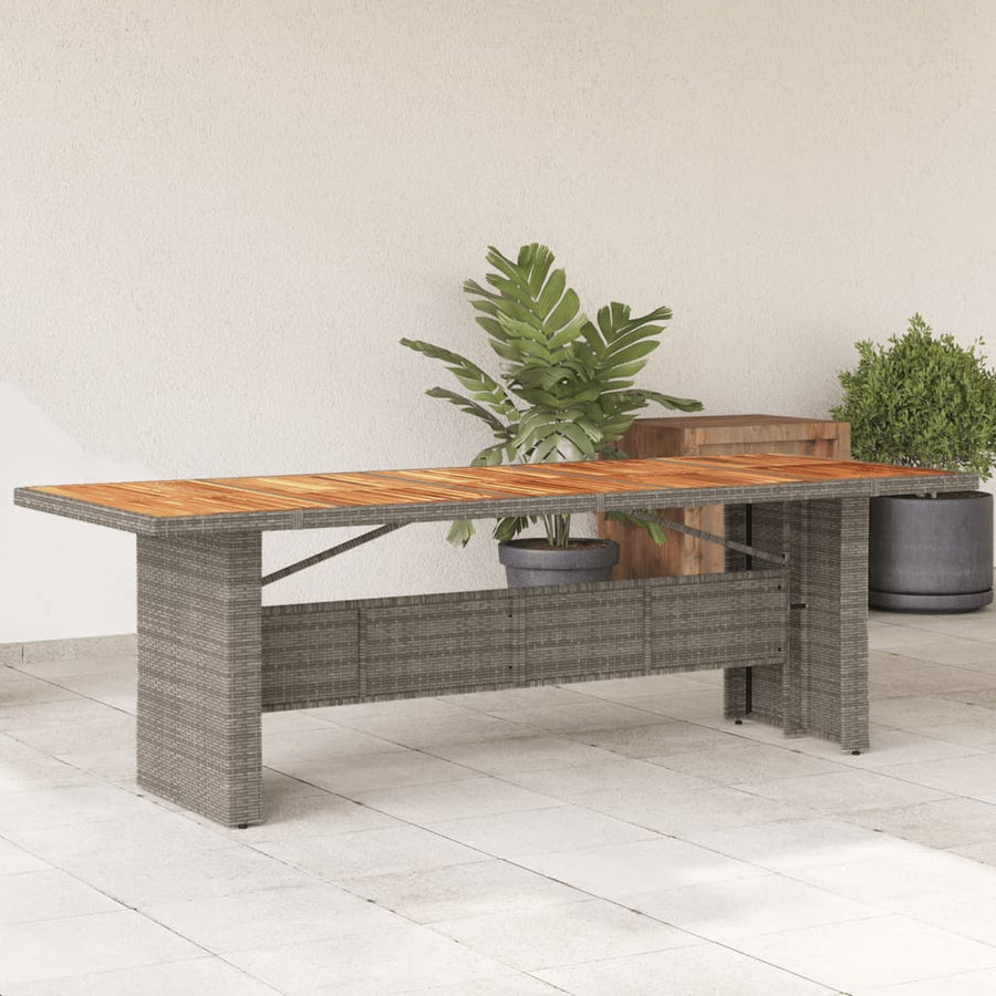 Tuintafel Met Acaciahouten Blad Poly Rattan Grijs 240 x 90 x 75 cm