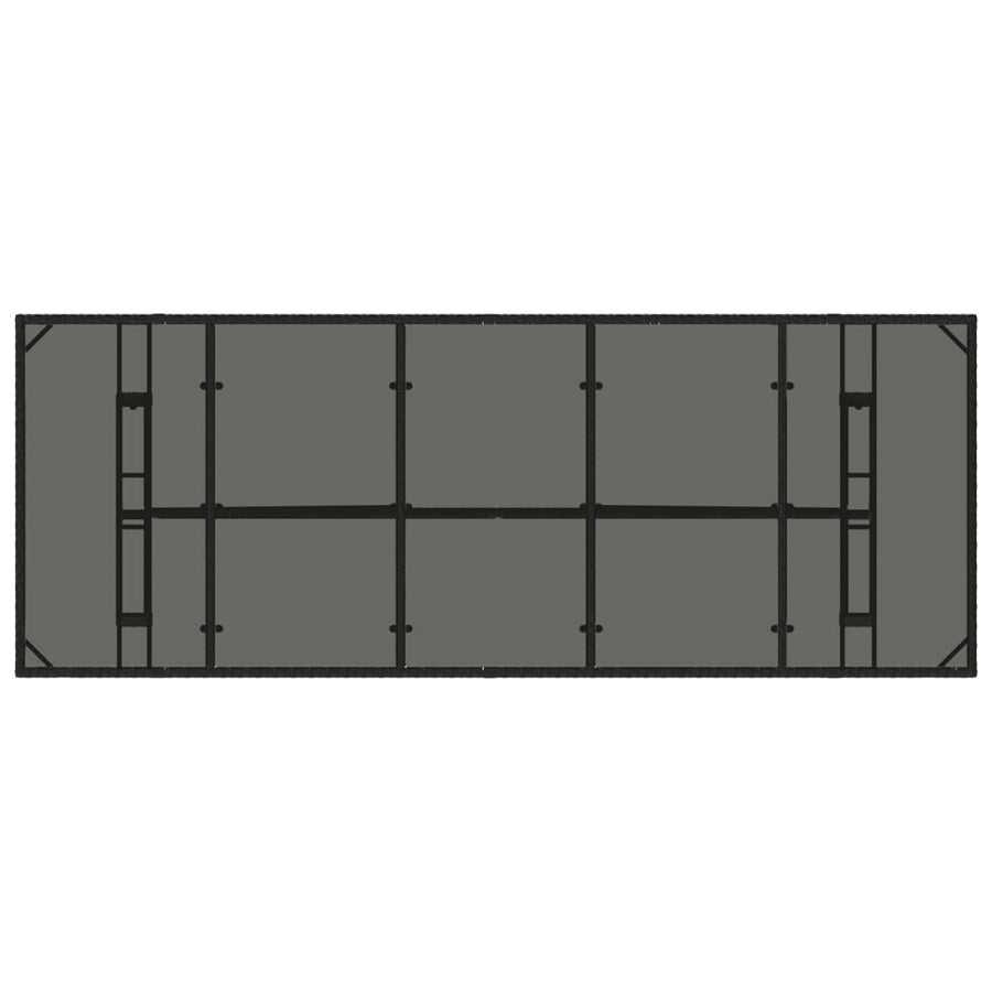 Tuintafel met glazen blad 240x90x75 cm poly rattan