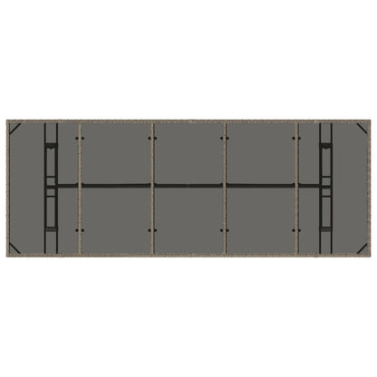 Tuintafel met glazen blad 240x90x75 cm poly rattan grijs