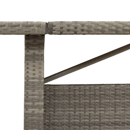 Tuintafel met glazen blad 240x90x75 cm poly rattan grijs