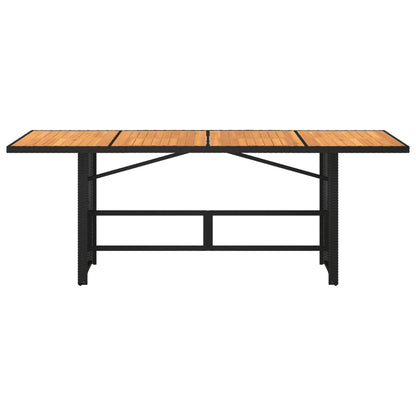 Tuintafel met acaciahouten blad 190x80x75 cm poly rattan zwart