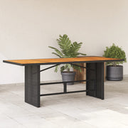 Tuintafel 190x80x75 cm acaciahout poly rattan zwart