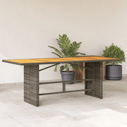 Tuintafel 190x80x75 cm acaciahout poly rattan grijs