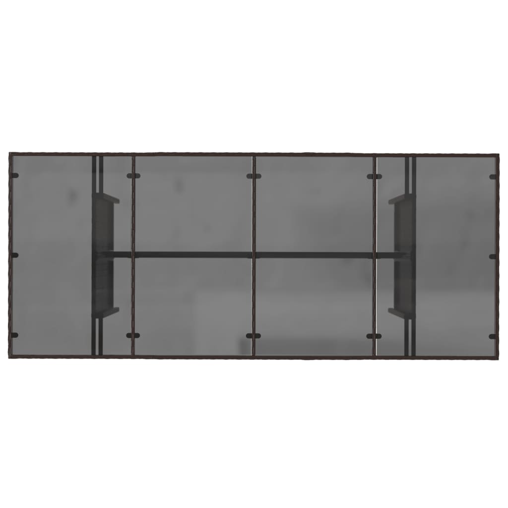 Tuintafel met glazen blad 190x80x75 cm poly rattan bruin