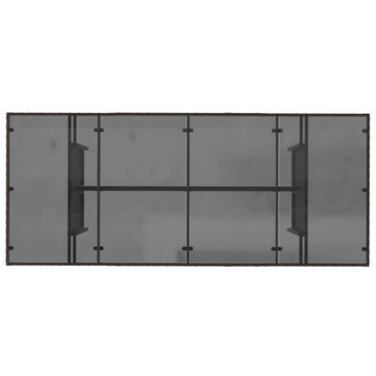 Tuintafel met glazen blad 190x80x75 cm poly rattan bruin