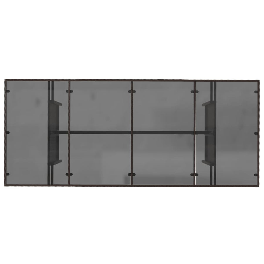 Tuintafel met glazen blad 190x80x75 cm poly rattan bruin