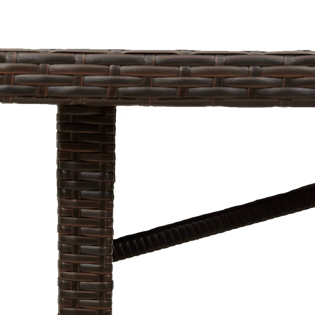 Tuintafel met glazen blad 190x80x75 cm poly rattan bruin