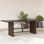 Tuintafel 190x80x75 cm poly rattan bruin glas