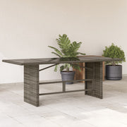 Tuintafel 190x80x75 cm poly rattan grijs glas