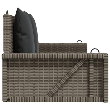 Schommelbank met kussens 119x56x48 cm poly rattan grijs
