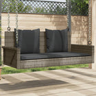 Rocking bench with cushions 119x56x48 cm poly rattan grey