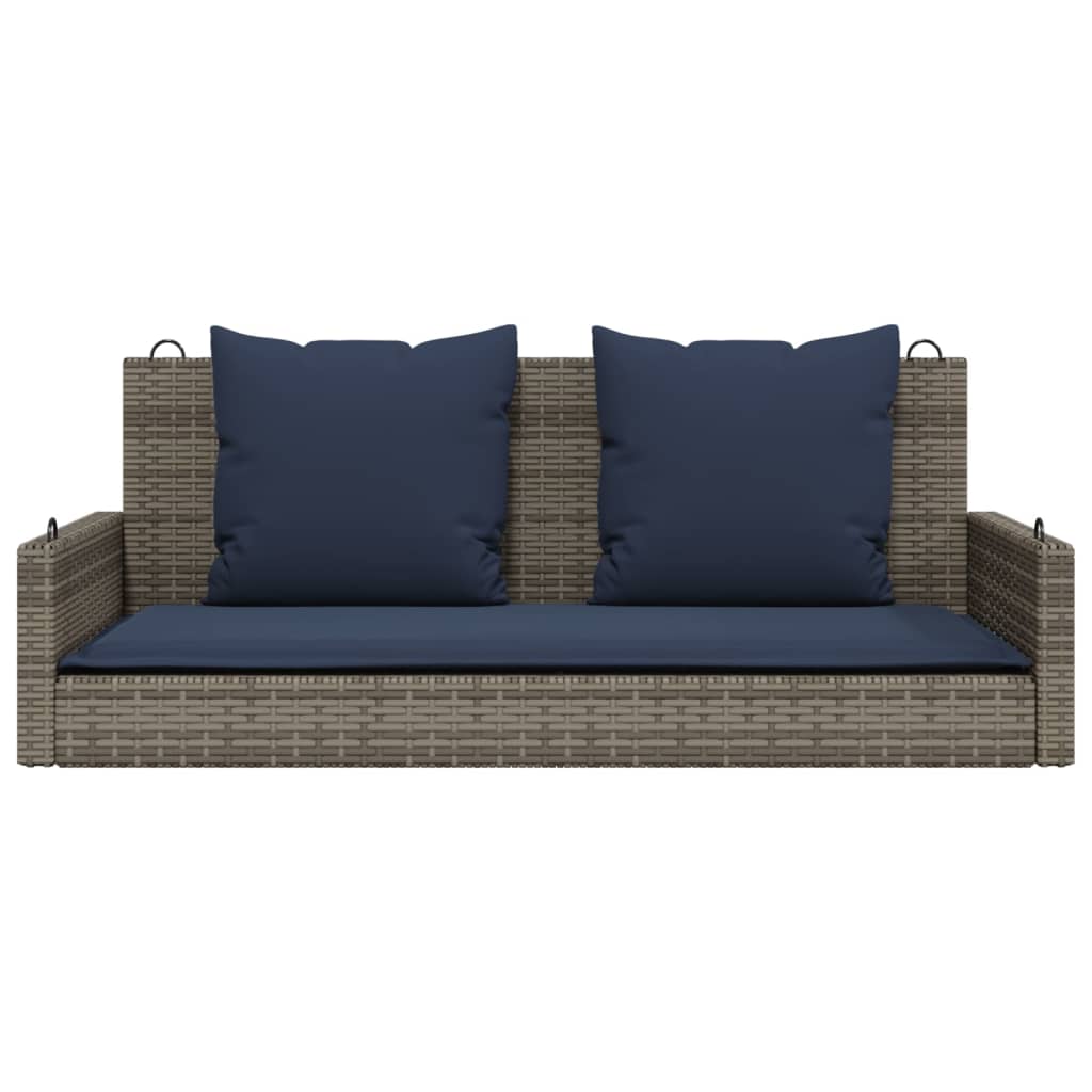Schommelbank met kussens 119x56x48 cm poly rattan grijs