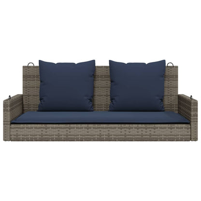 Schommelbank met kussens 119x56x48 cm poly rattan grijs