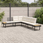L-vormige tuinbank poly rattan acaciahout zwart 282x228x74 cm