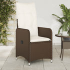 Adjustable garden chair with cushions poly rattan brown