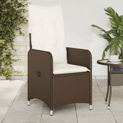 Tuinstoel verstelbaar poly rattan bruin met kussens