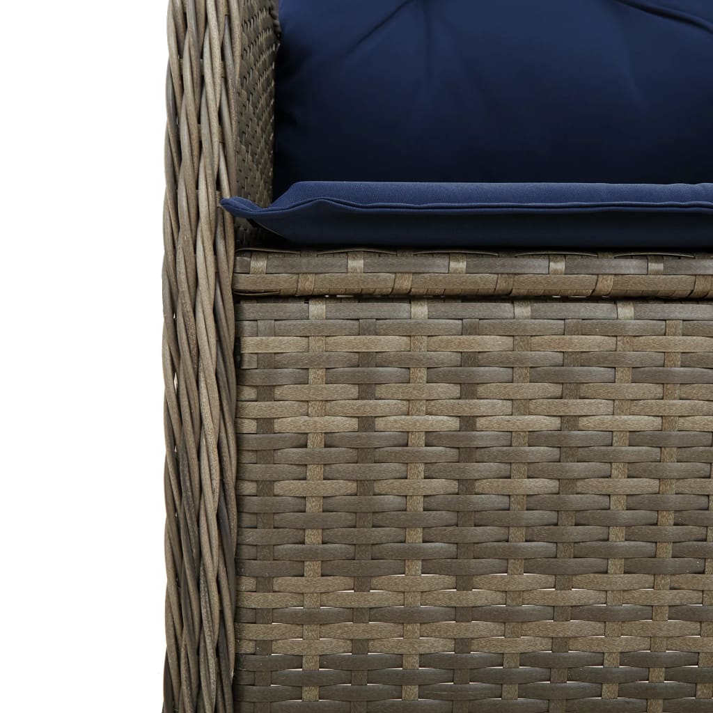 Tuinstoel verstelbaar met kussens poly rattan grijs
