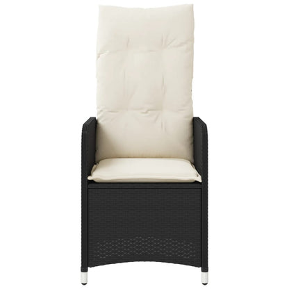 Tuinstoelen 2 st verstelbaar met kussens poly rattan zwart