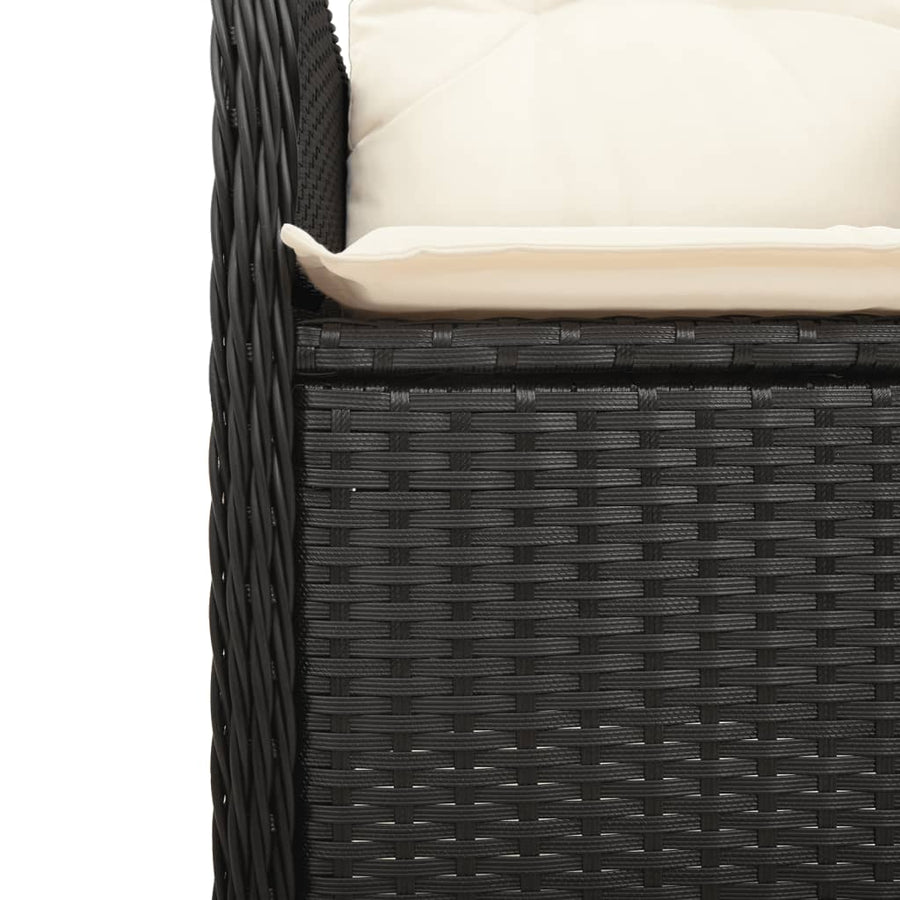 Tuinstoelen 2 st verstelbaar met kussens poly rattan zwart