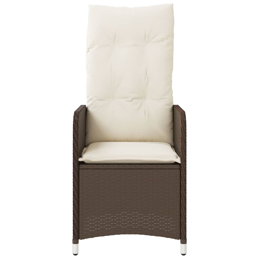 Tuinstoelen 2 st verstelbaar met kussens poly rattan bruin