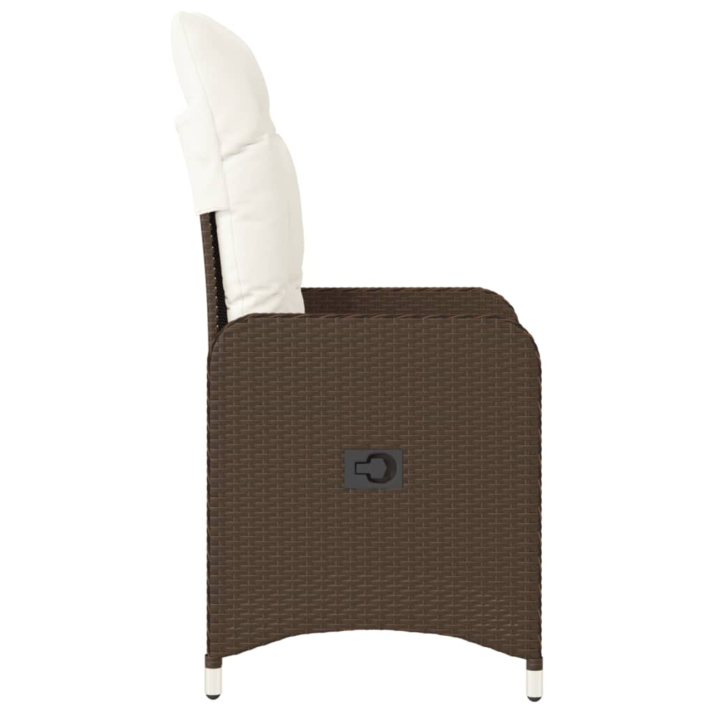 Tuinstoelen 2 st verstelbaar met kussens poly rattan bruin