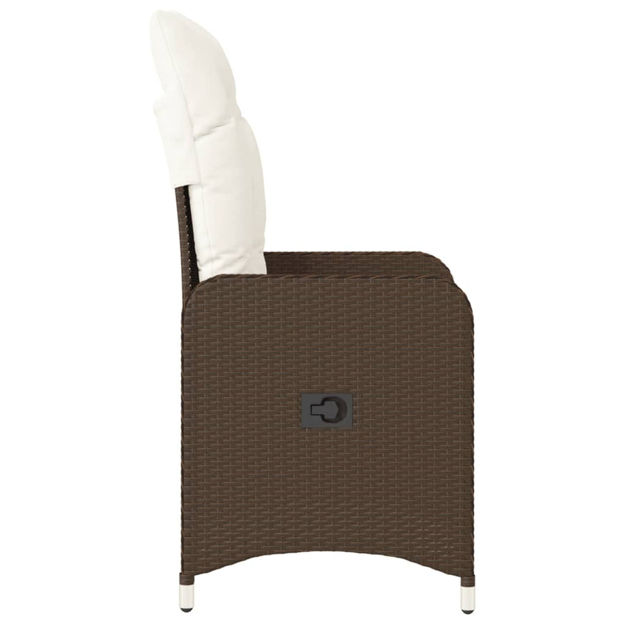 Tuinstoelen 2 st verstelbaar met kussens poly rattan bruin