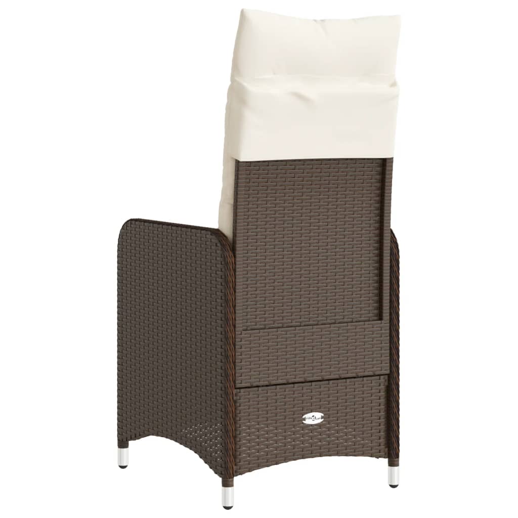 Tuinstoelen 2 st verstelbaar met kussens poly rattan bruin