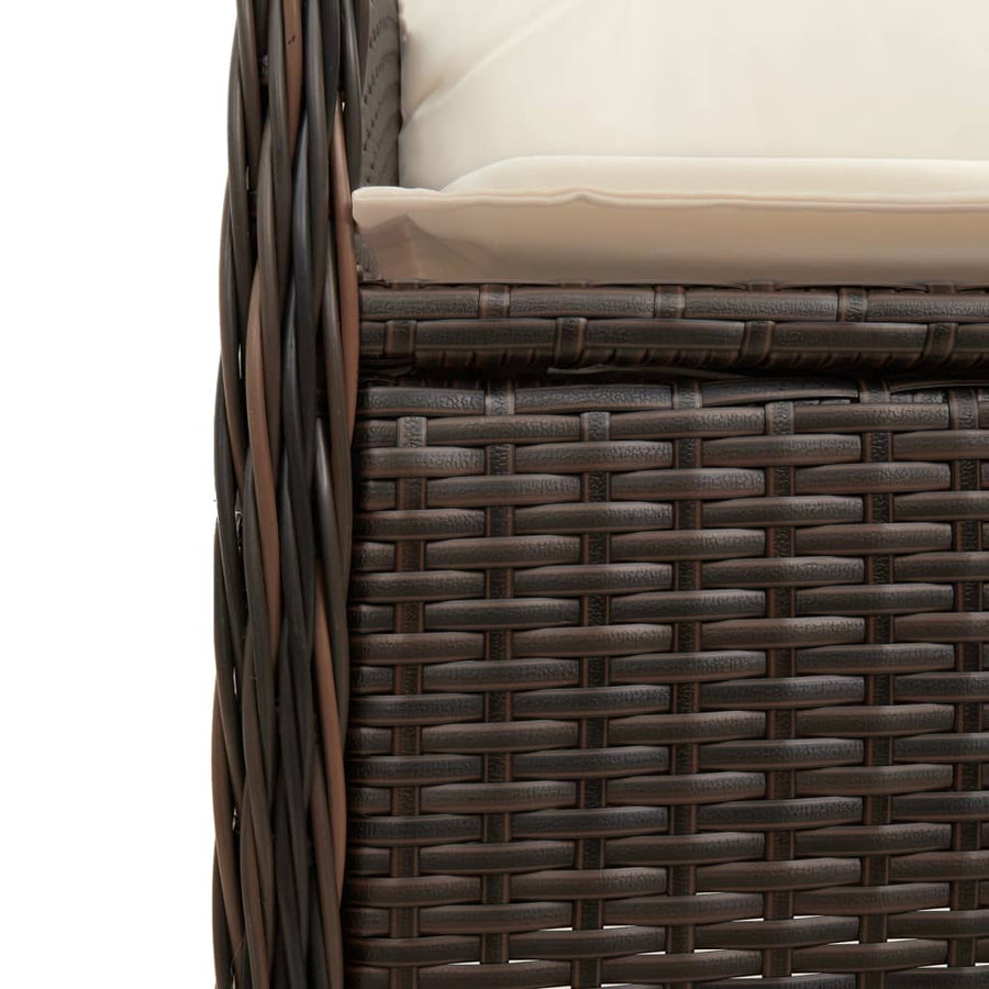 Tuinstoelen 2 st verstelbaar met kussens poly rattan bruin