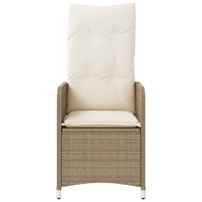 Tuinstoelen 2 st verstelbaar met kussens poly rattan beige