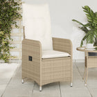 Tuinstoelen 2 st poly rattan beige verstelbaar